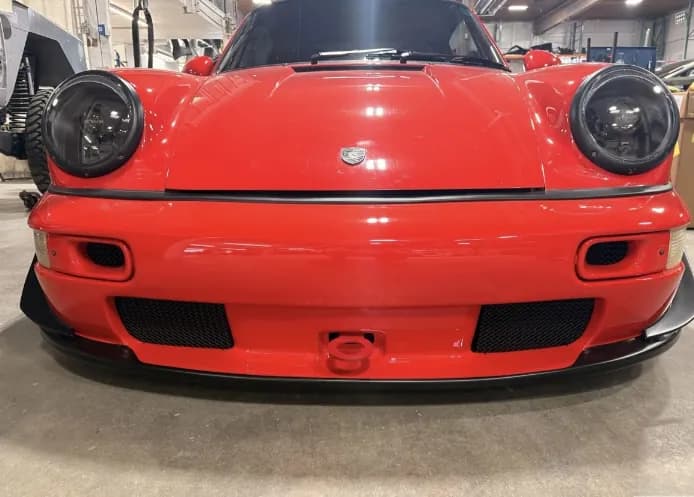 Classic red Porsche 911 front.