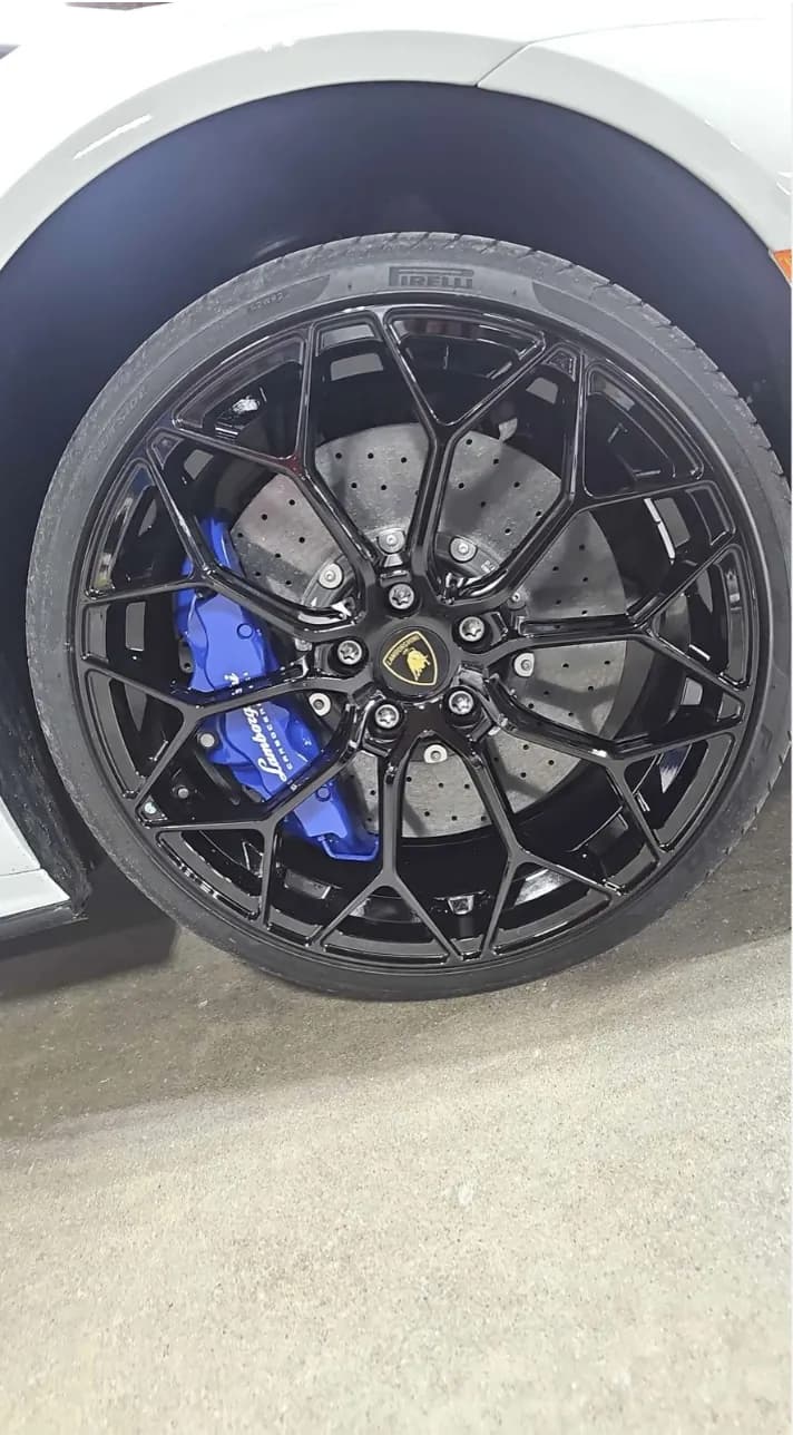 Exotic wheel with a blue painted caliper.